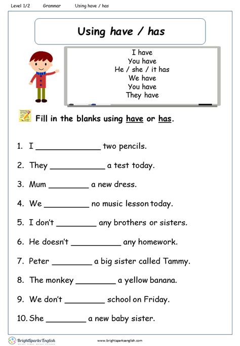  Use Of Has And Have Worksheet - Use Of Has And Have Worksheet