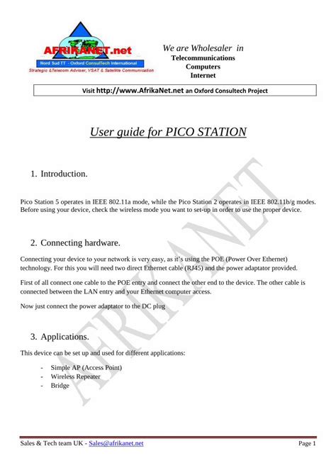 Read Online User Guide For Pico Station Afrikanet 