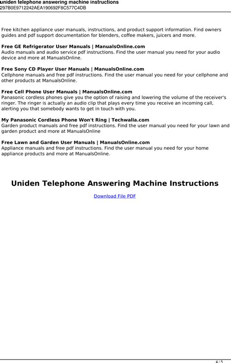 Read Online User Guide For Uniden Phone 