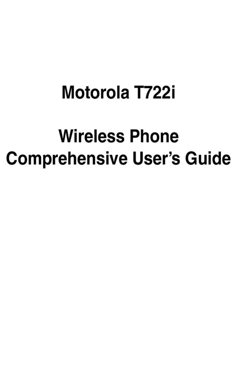 Read Online User Guide Motorola T722I 