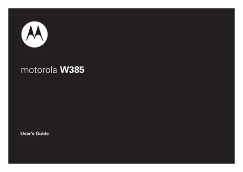 Read Online User Guide Motorola W385 