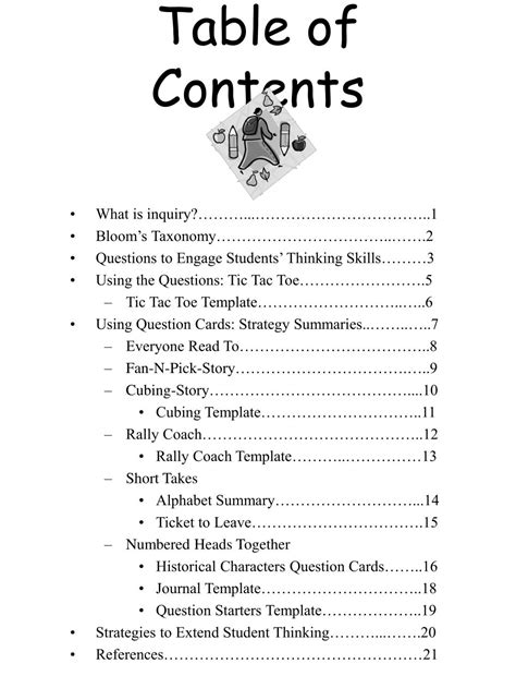 Using A Table Of Contents Teach Nology Com Table Of Contents Worksheet - Table Of Contents Worksheet