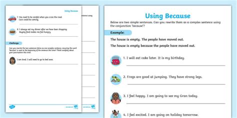 Using Because Activity Sheet Teacher Made Twinkl Using Because In A Sentence Worksheet - Using Because In A Sentence Worksheet