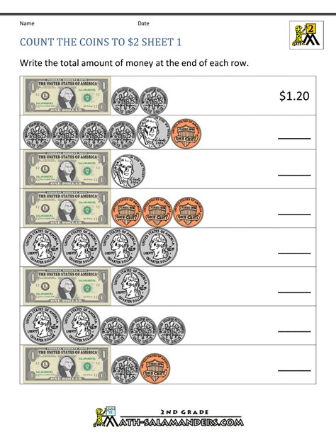 Using Coins Worksheet 2nd Grade   Money Worksheets Counting Coins Amp Making Change - Using Coins Worksheet 2nd Grade