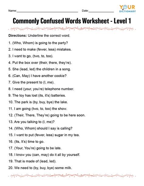 Using Confusing Words Worksheets Misused Words Worksheet - Misused Words Worksheet