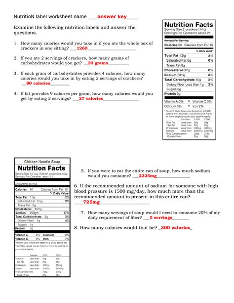Using Food Labeling Worksheet Answer Key   Food Labels Worksheet - Using Food Labeling Worksheet Answer Key