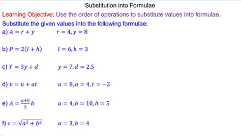 Using Formulas Worksheet   Substitution Into Formulae Worksheets With Answers - Using Formulas Worksheet