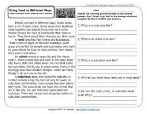 Using Land In Different Ways 2nd Grade Reading Urban Suburban Rural Worksheet - Urban Suburban Rural Worksheet