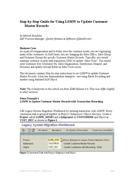 Using Lsmw Step By Guide