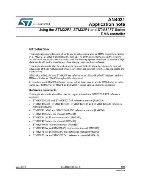 Using The Stm32f2 Stm32f4 And Stm32f7 Series Dma Controller