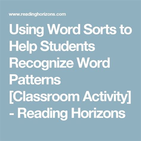 Using Word Sorts To Help Students Recognize Word First Grade Word Sorts - First Grade Word Sorts