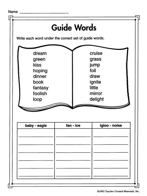 Read Online Using Guide Words Worksheet 