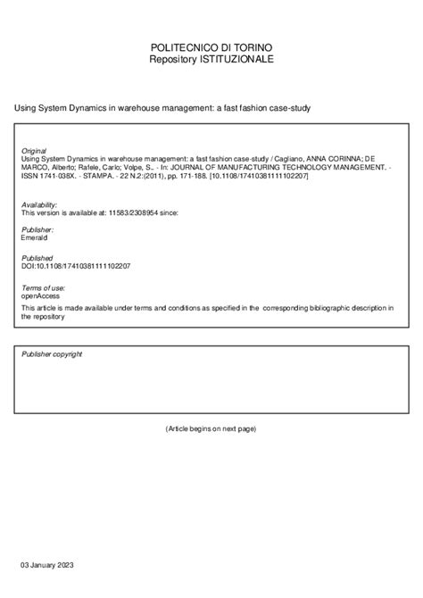 Full Download Using System Dynamics In Warehouse Management A Fast 