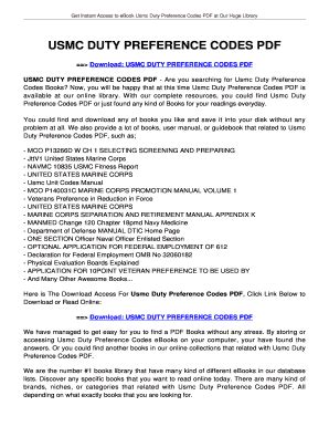Usmc Duty Preference Codes