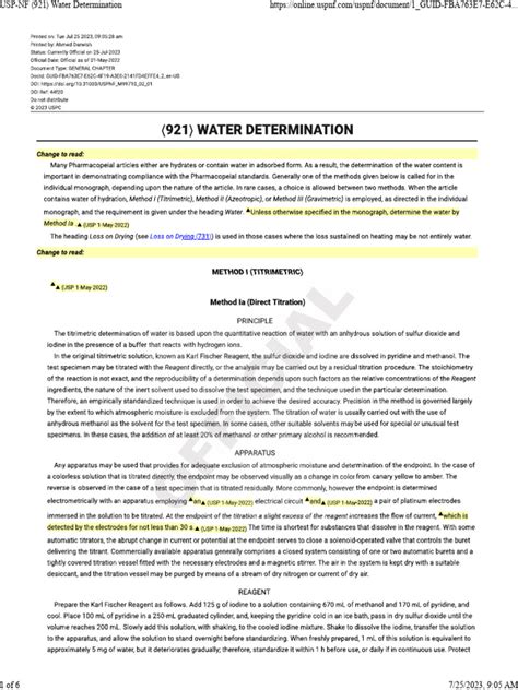 Usp 35 Water Determination