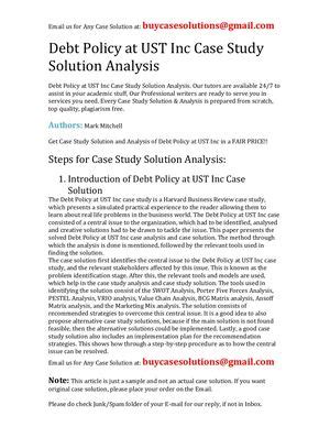 Ust Inc Case Solution