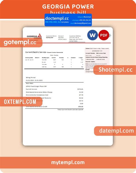 Utility Bill Template Georgia