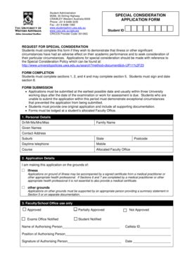 Uwa Special Consideration