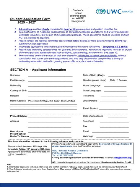 Uwc Application Form 2015