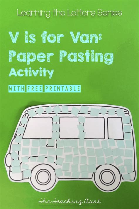 V Is For Van Paper Pasting Activity The Letter Vv Worksheet - Letter Vv Worksheet