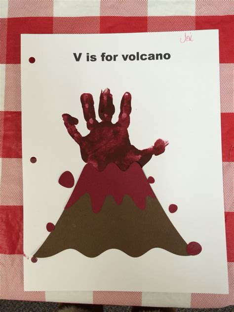 V Is For Volcano Handprint Craft Free Letter Volcano Preschool Worksheet - Volcano Preschool Worksheet