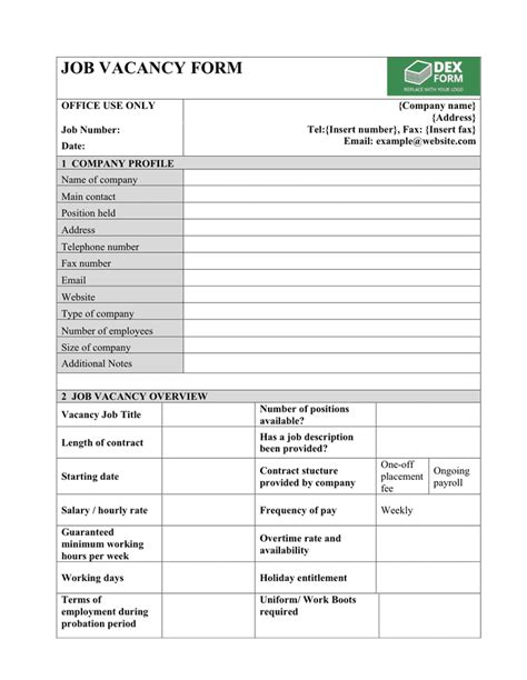 Vacancy Form Com