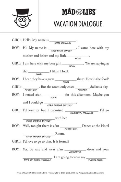 Vacation Fun Mad Libs