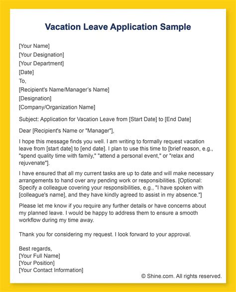 Vacation Leave Application