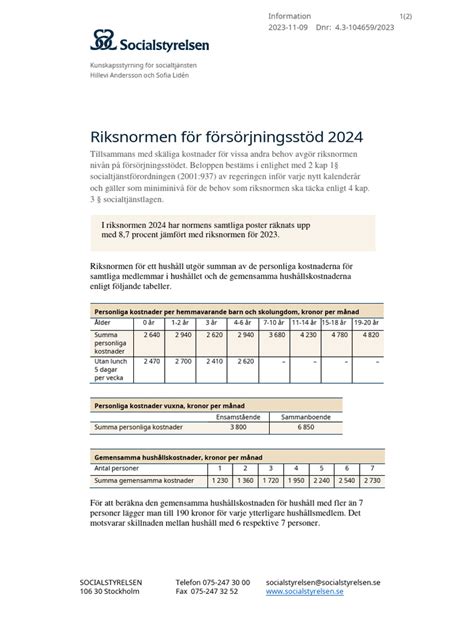 vad ar riksnormen for mat