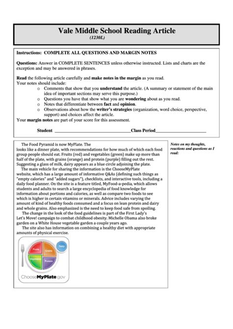 Vale Middle School Article Yellowstone Animals Answers