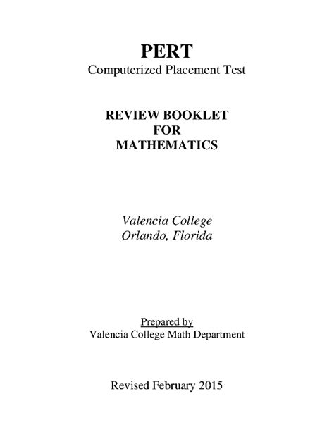 Valencia Pert Study Guide