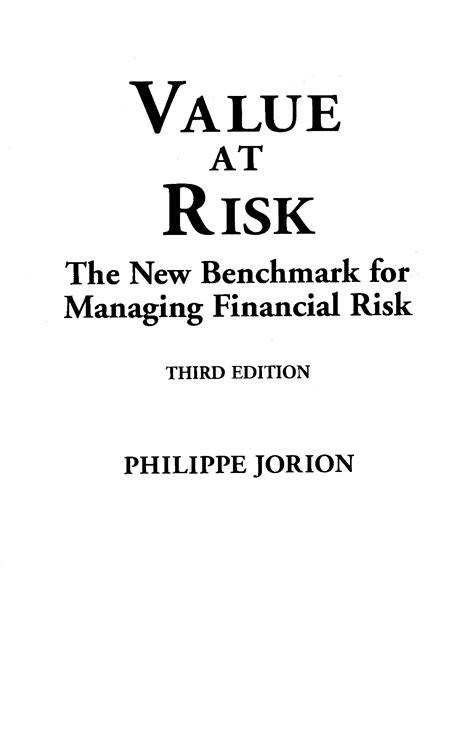 value at risk 3rd edition