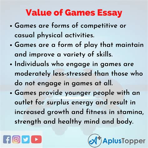 Value Of Games Essay