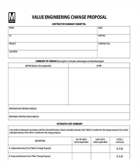 Download Value Engineering Proposal Example 