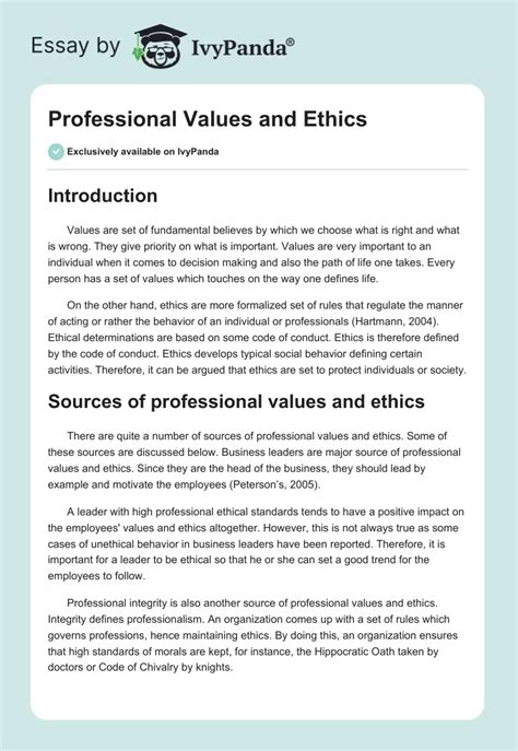 Read Values And Ethics Paper 