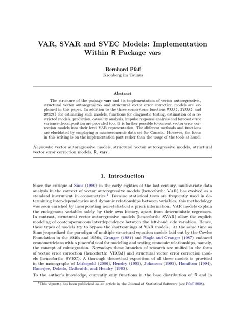 Full Download Var Svar And Svec Models Implementation Within R Package 
