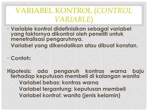 variabel kontrol adalah