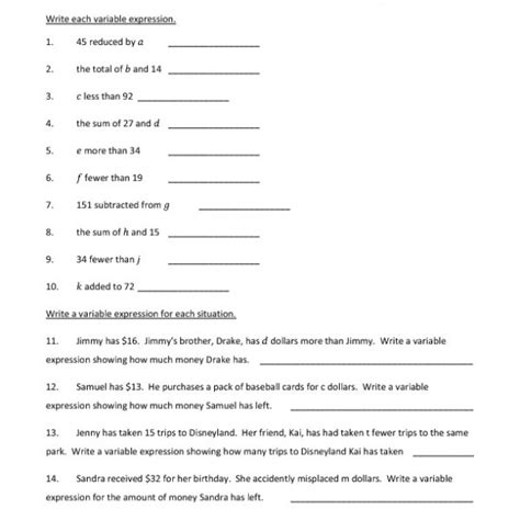 Variable Worksheets 5th Grade   5th Grade Variables Worksheets Turtle Diary - Variable Worksheets 5th Grade