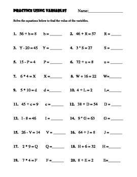 Variable Worksheets Common Core Sheets Variables Worksheet 5th Grade - Variables Worksheet 5th Grade