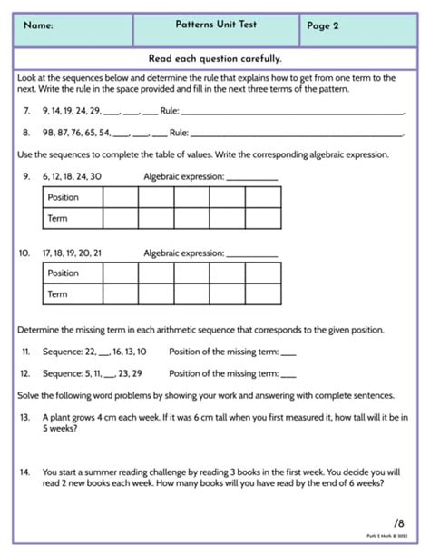 Variables And Patterns Unit Test Answers