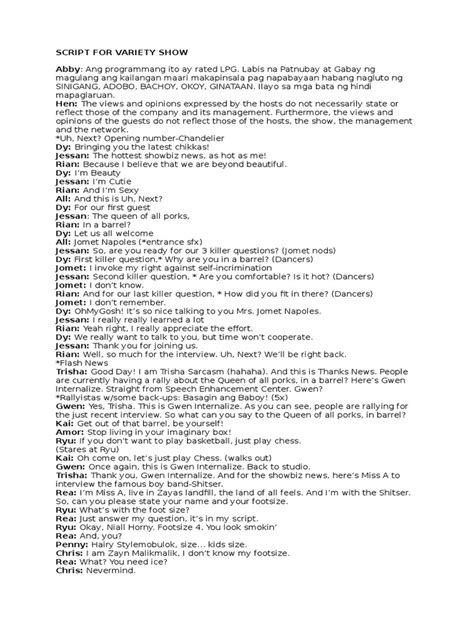 Variety Show Introduction Script