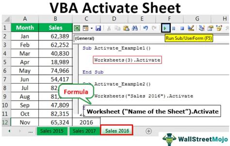 vba excel activate sheet