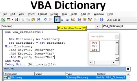 Vba How To Use A Dictionary Of Arrays Using The Dictionary Worksheet - Using The Dictionary Worksheet