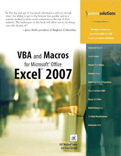 Read Online Vba And Macros For Microsoft Office Excel 2007 Business Solutions 