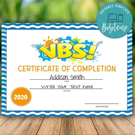 Vbs Completion Certificates