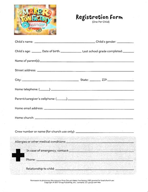 vbs registration form template