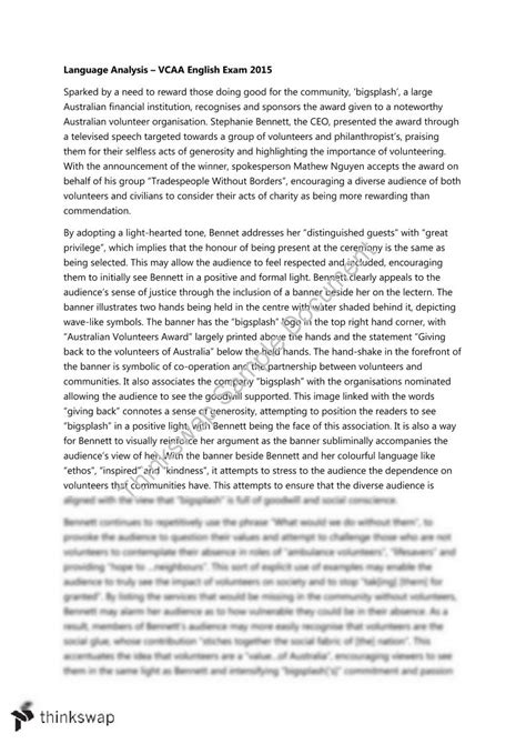 Vce 12 Language Analysis Essay