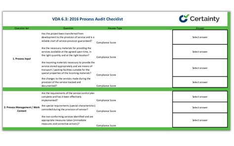 Vda Audit Checklist