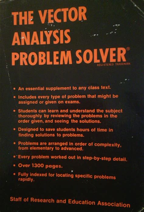 Vector Analysis Problem Solver Problem Solvers Solution Guides