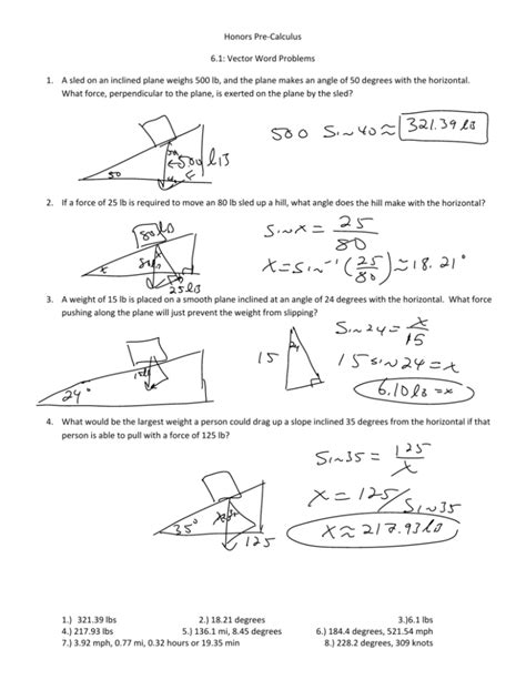 Vector Evaluation Key Pre Calculus